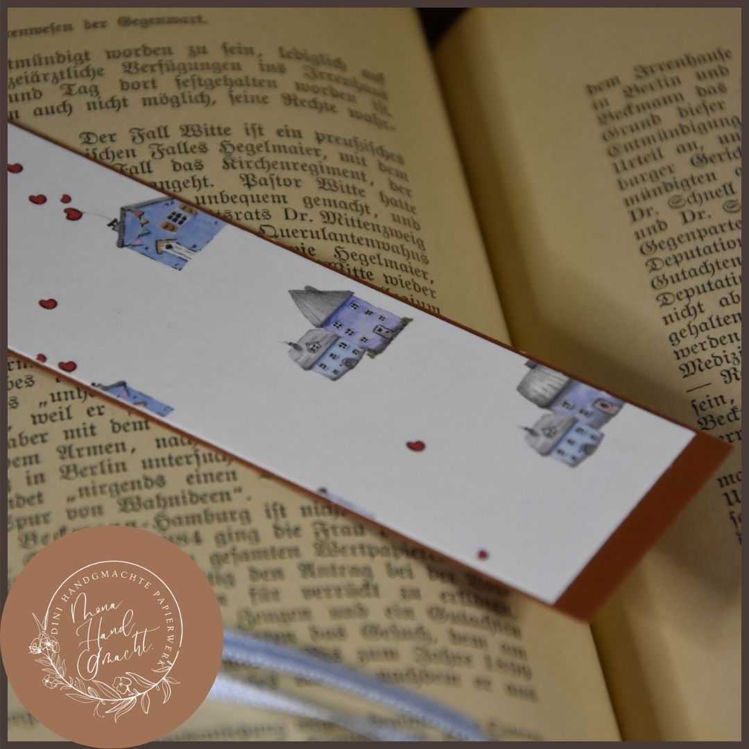 Haus | Lesezeichen | blau