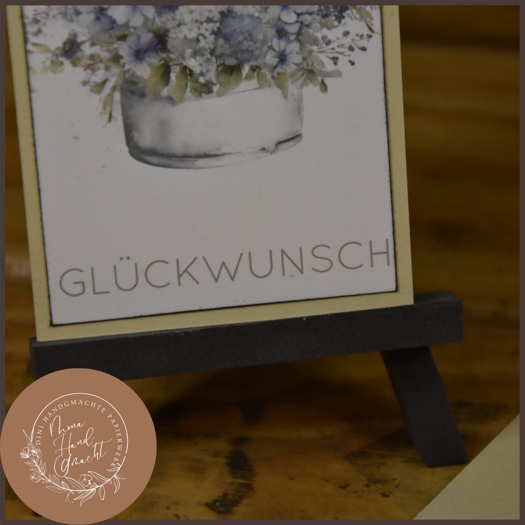 Glückwunsch | MiniKarte | Blumen | blau | elegant