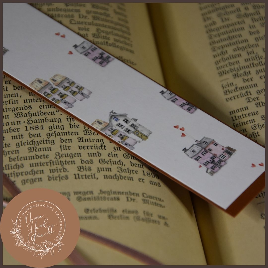 Haus | Lesezeichen | rosa