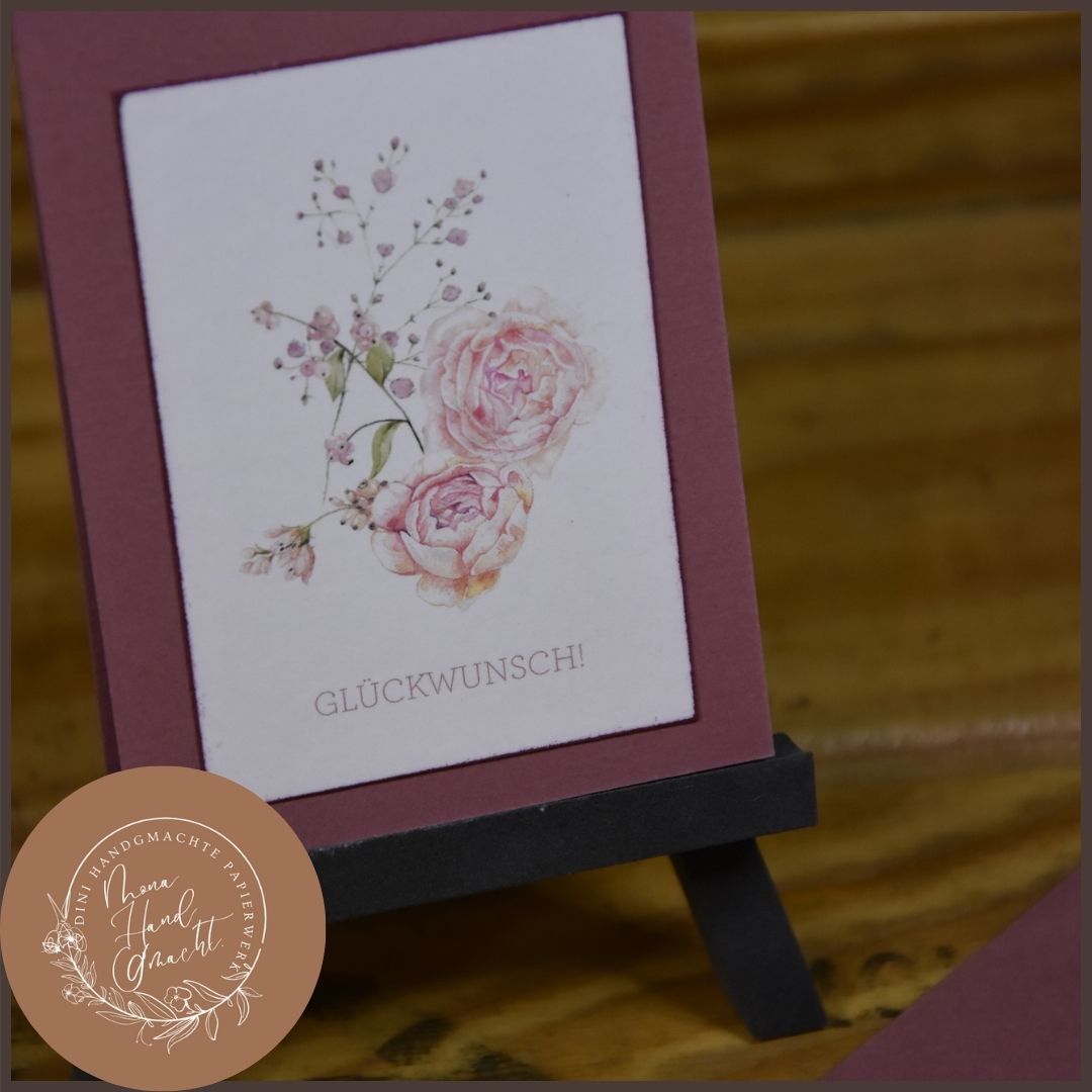 Glückwunsch | MiniKarte | Rose | Schleierkraut | zart