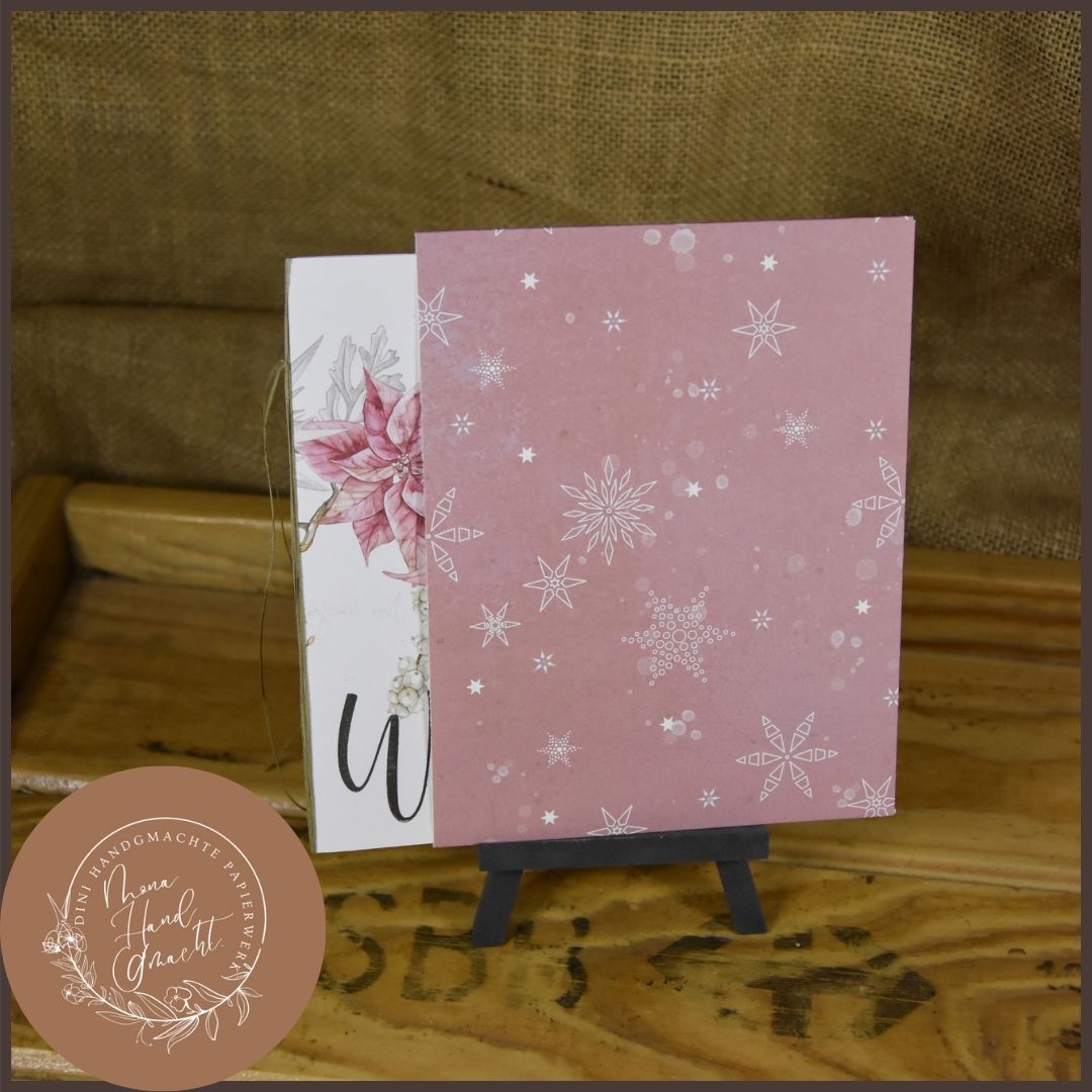 Frohe Weihnachten | Doppel Karte | Weihnachtssterne | rosa | Winter
