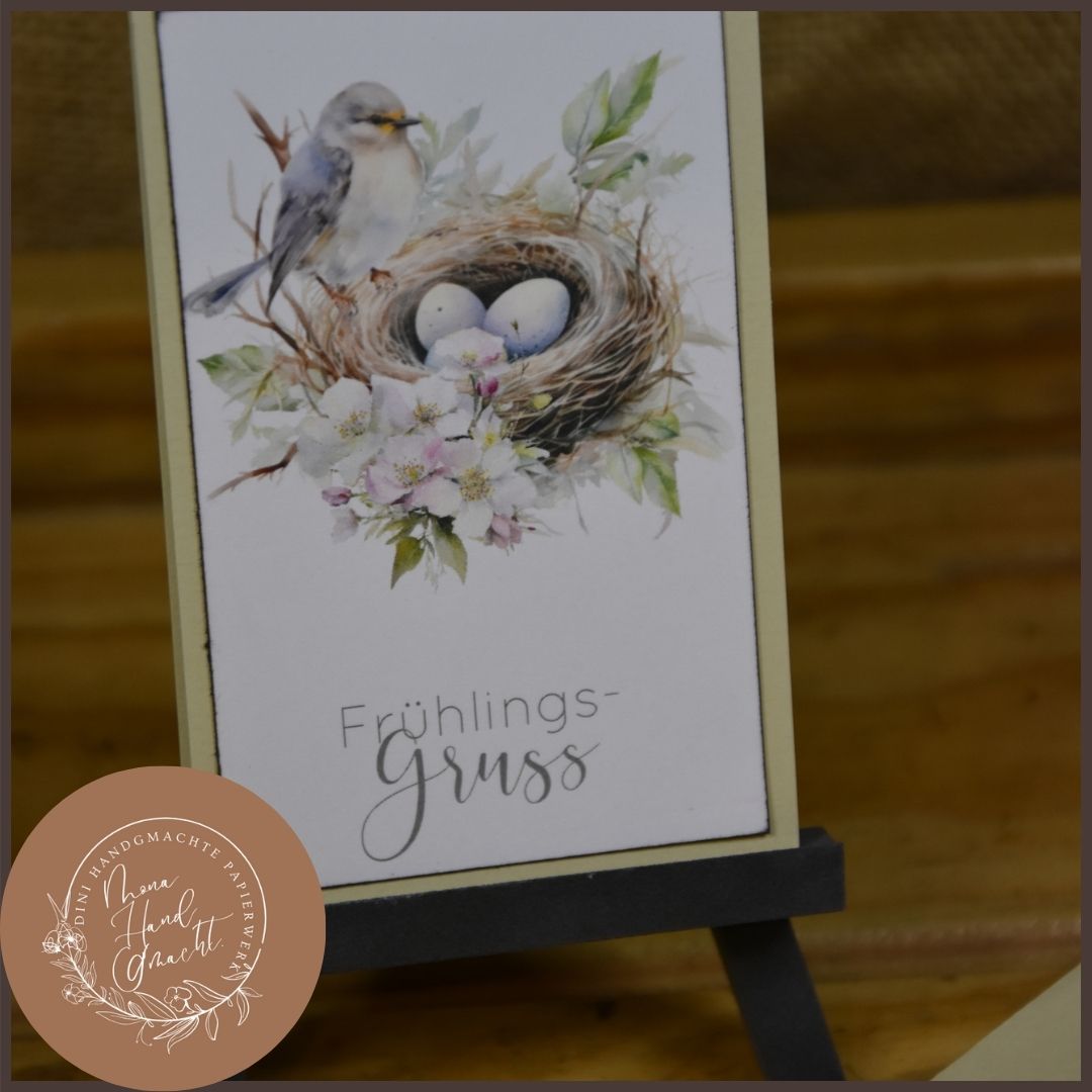 Frühlingsgruss | MiniKarte | Vogel | Vogelnest | Frühling
