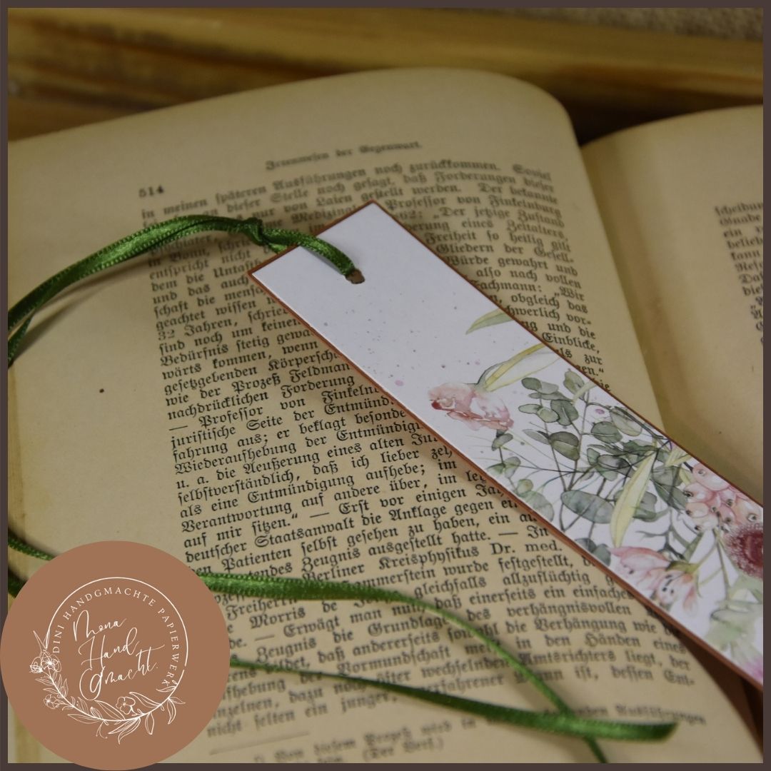 Bücherwurm | Lesezeichen | weiss | Rosa