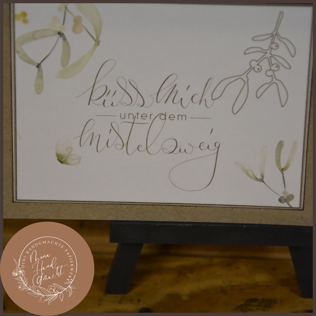 küss mich unter dem Mistelzweig | Postkarte | Weihnachten | Mistelzweige