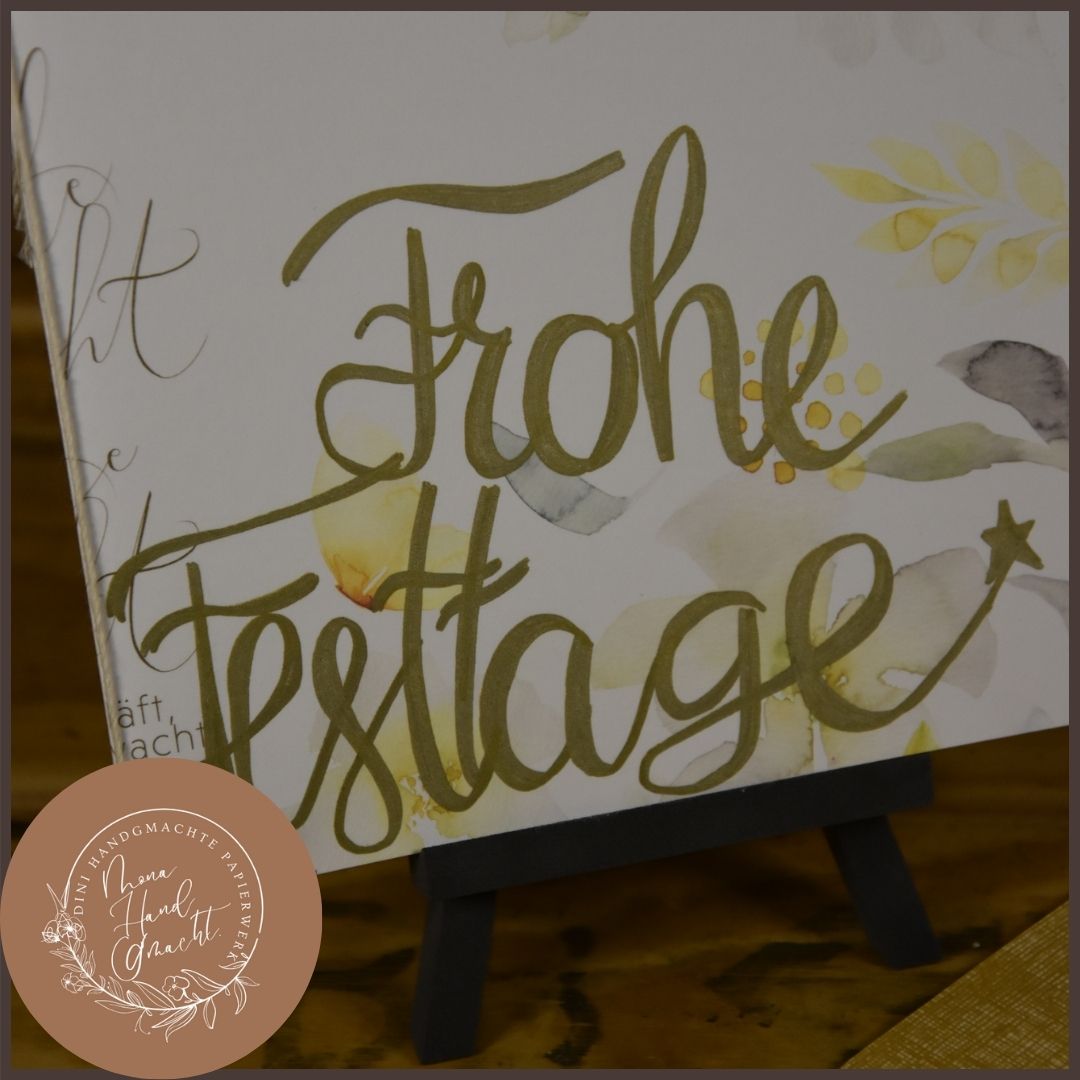 Frohe Festtage | Doppel Karte | gelb | Floral | Weihnachten