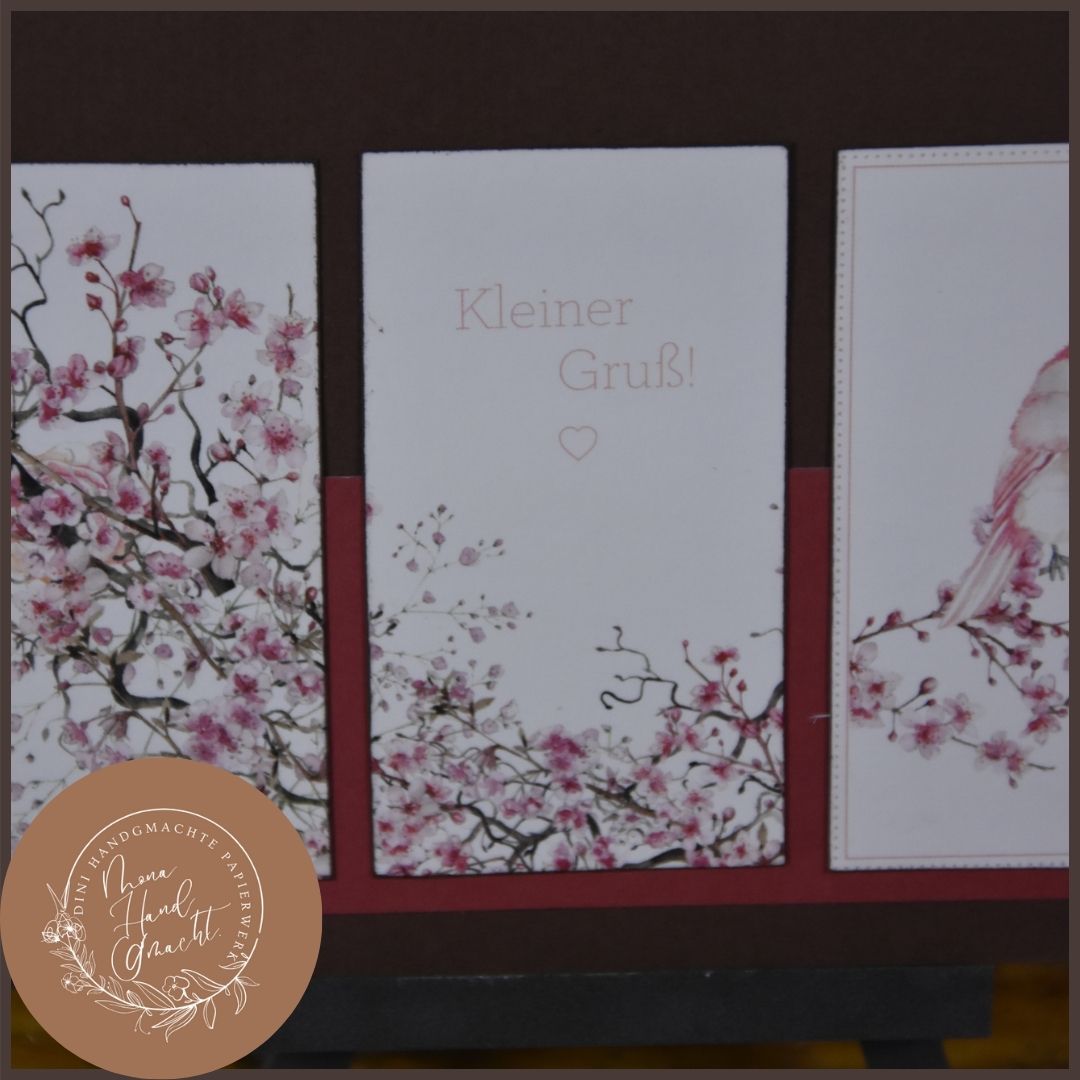 Kleiner Gruss | Postkarte | Kirschblüte | Vogel