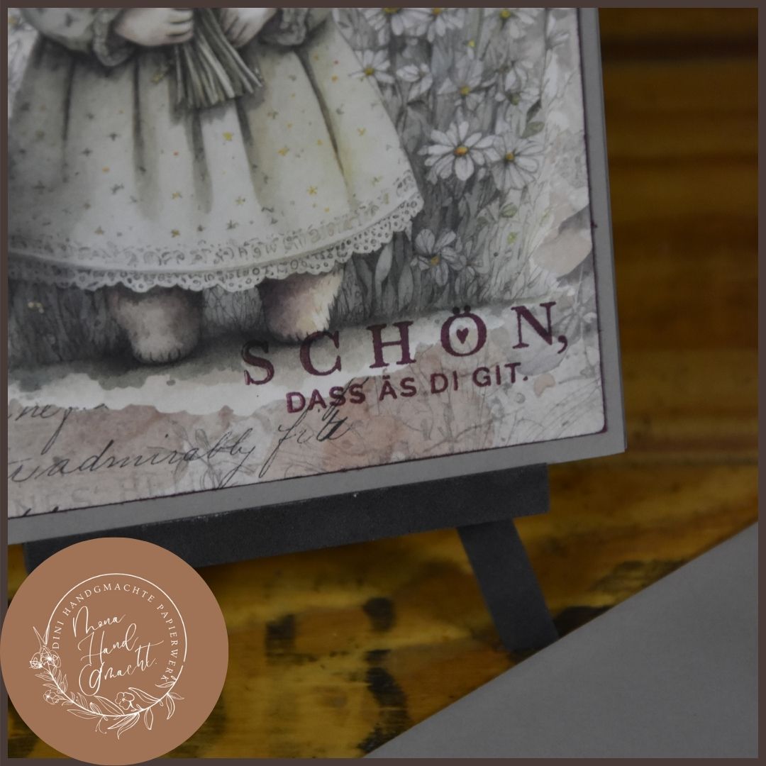 Schön, dass äs di git. | Postkarte | Häschen | Narcissenstrauss