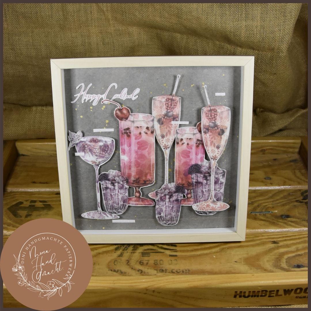 Bilderrahmen | happy cocktail | rosa | Gläser