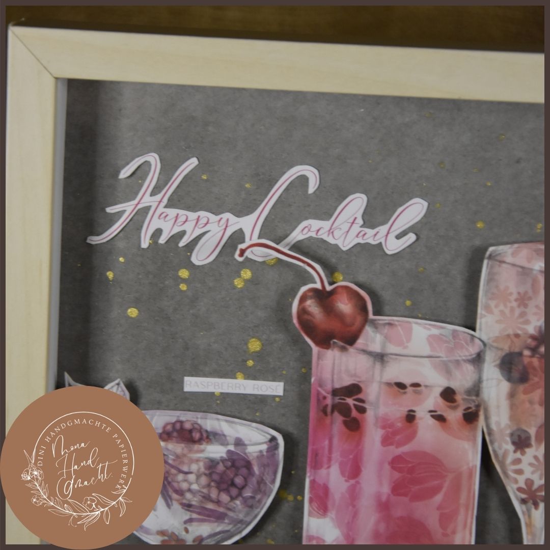 Bilderrahmen | happy cocktail | rosa | Gläser