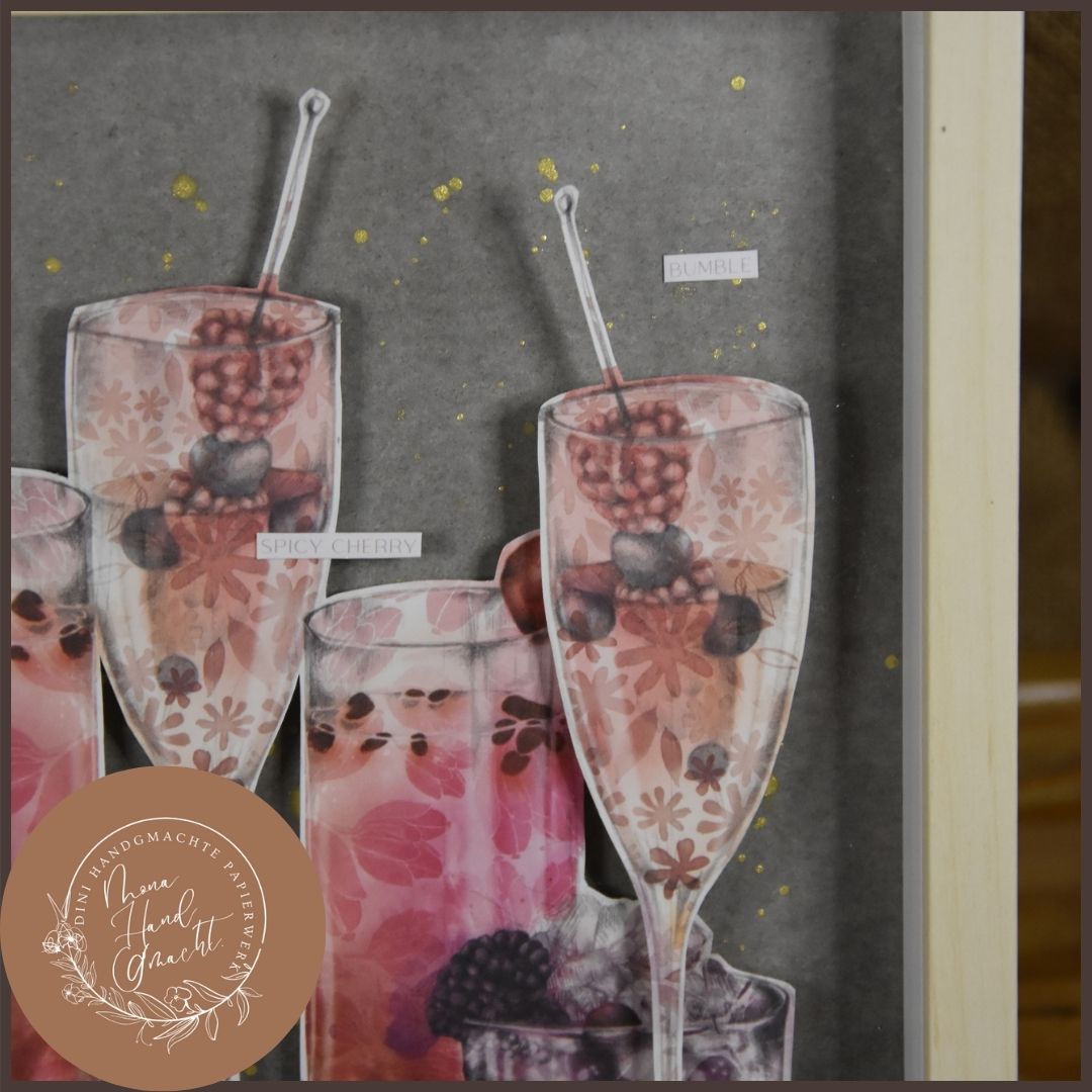 Bilderrahmen | happy cocktail | rosa | Gläser