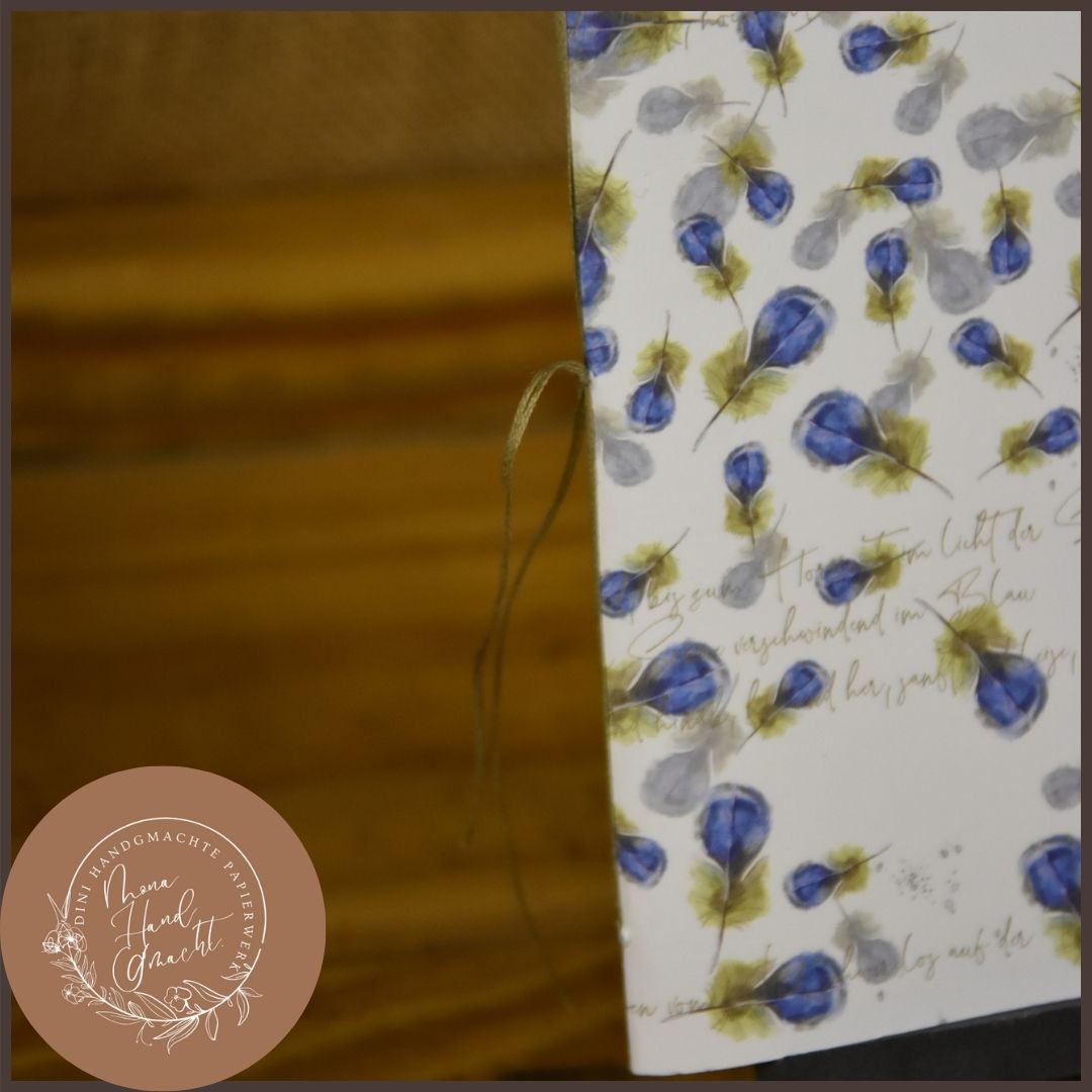 Heft | A6 | blau | Federn klein