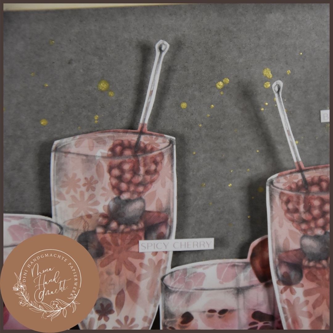 Bilderrahmen | happy cocktail | rosa | Gläser