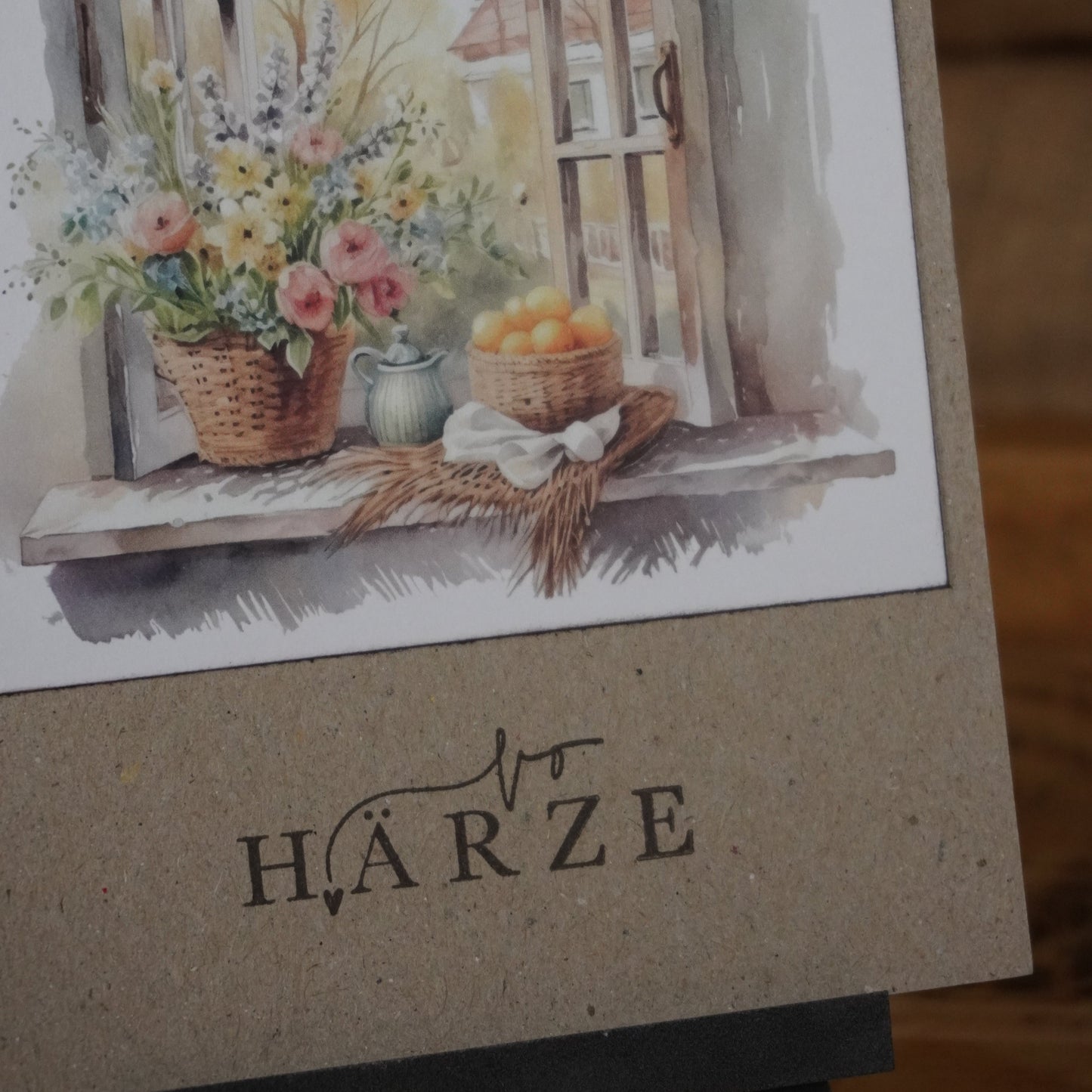 Herzensgruss | Postkarte | Landhausstil | Blumenkorb