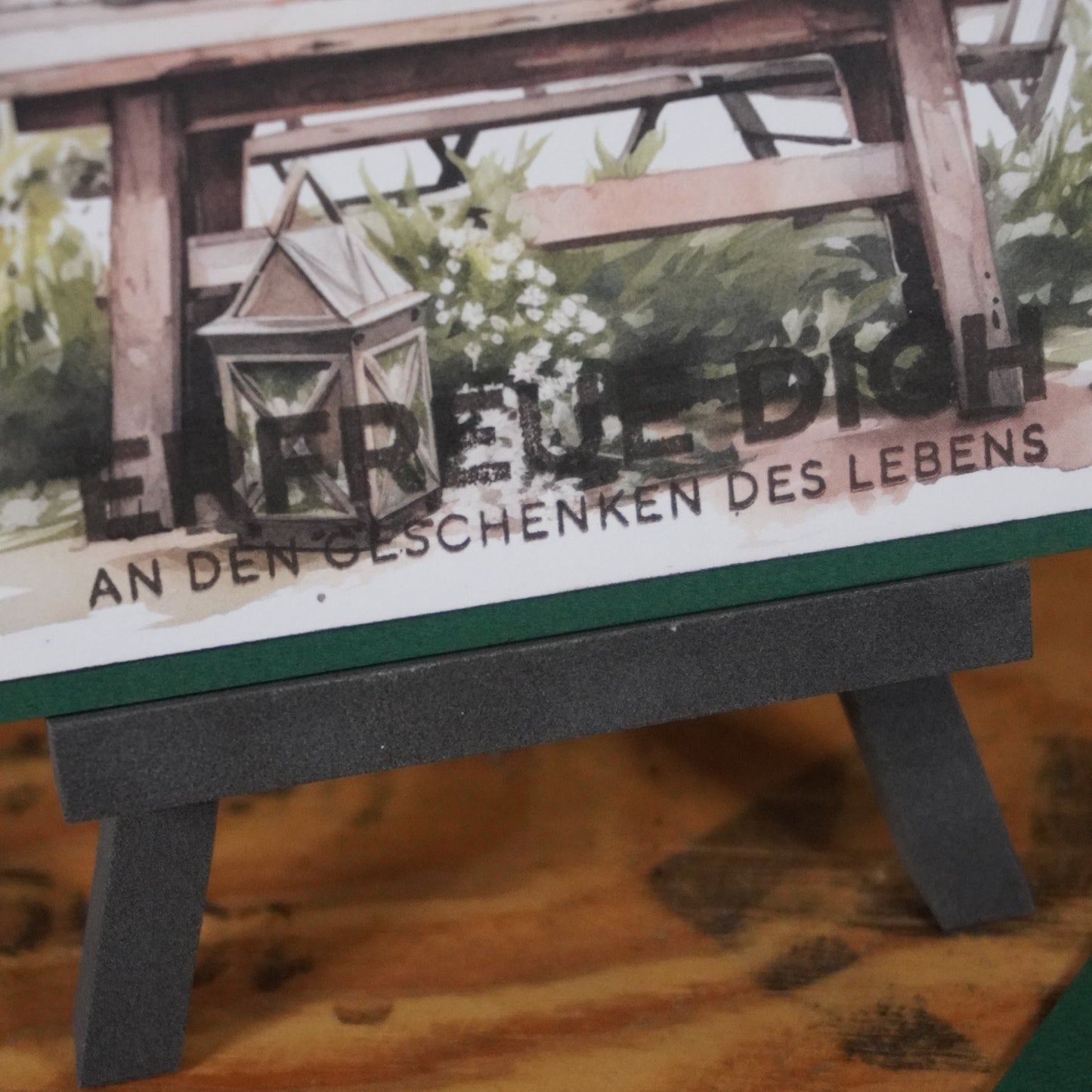 Freude teilen | Postkarte | Landhausstil | Gartentisch