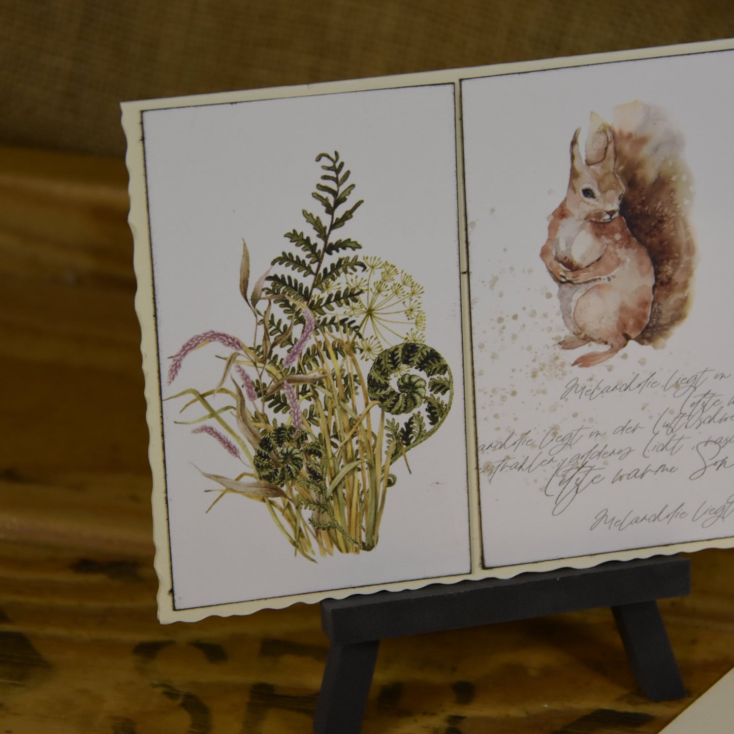 Herbstgruss | Postkarte | Eichhörnchen & Farn