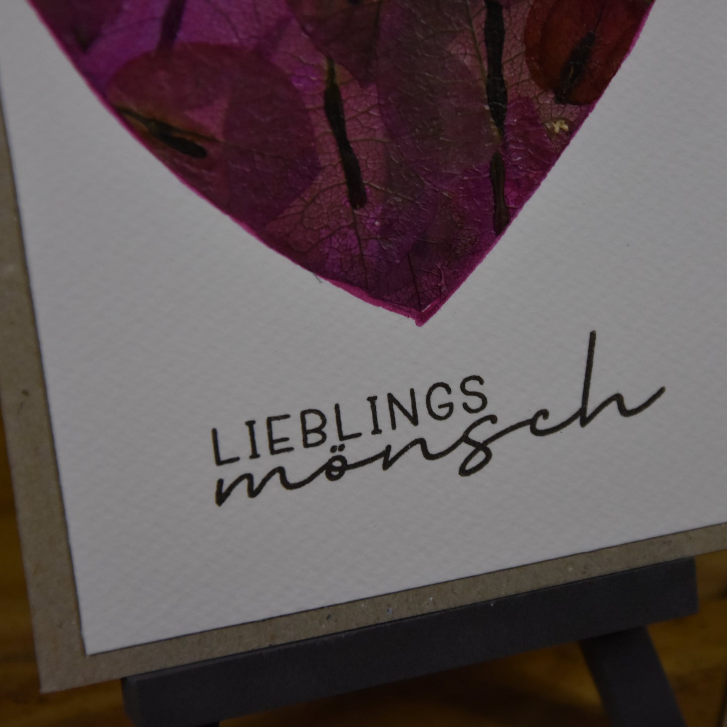 Lieblingsmönsch | Postkarte | gepresste echte Blumen | Bougainvillea