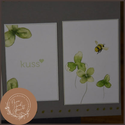 kuss | Postkarte | Hummel | Kleeblatt