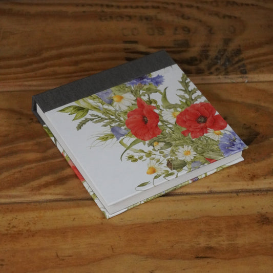 Haftnotizblöckchen | Mohn-Sommerwiese | rot-grau | 10 x 10 cm