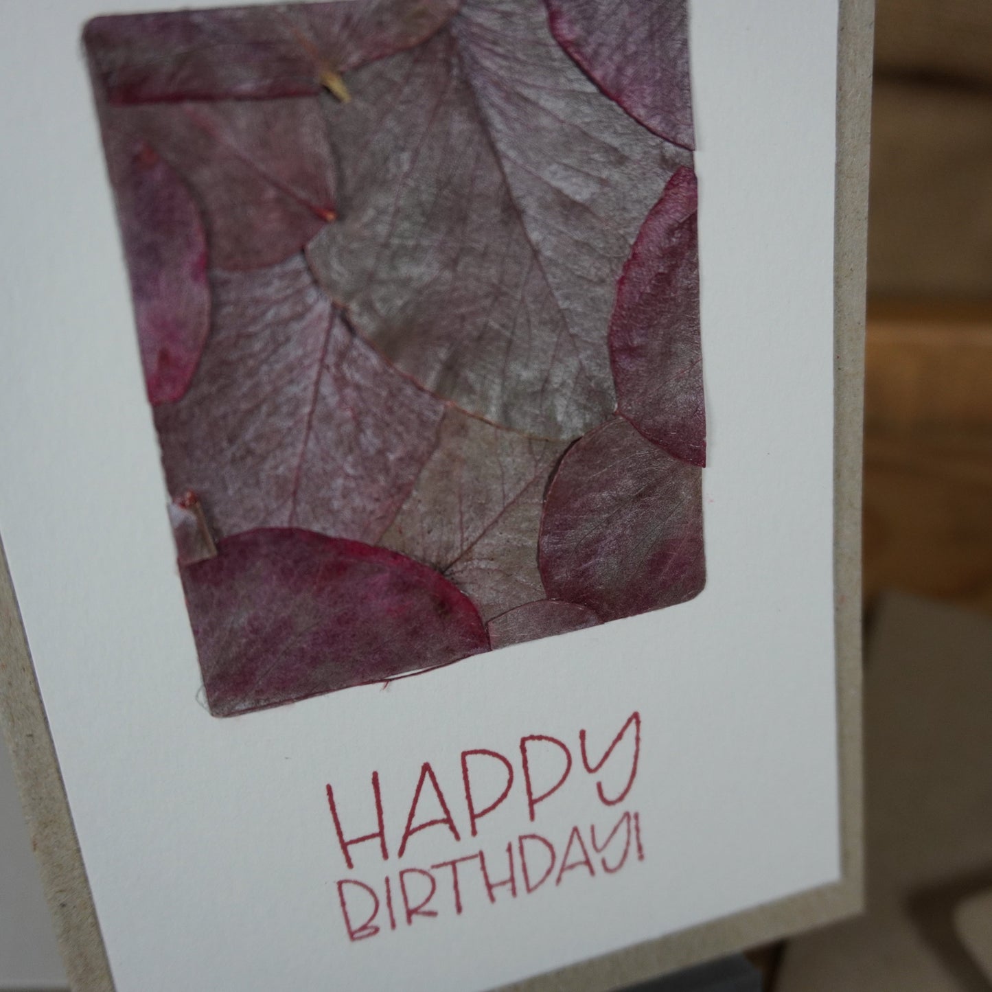 Happy Birthday | Postkarte | gepresste echte Blätter | Eukalyptus