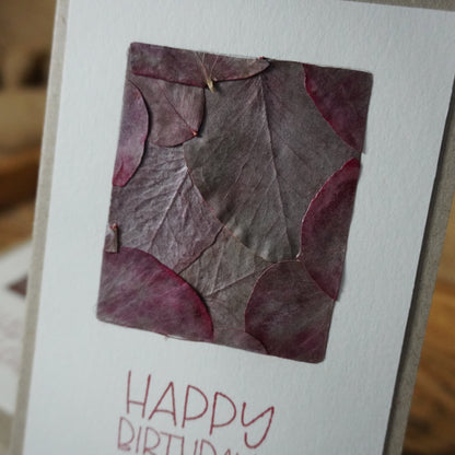 Happy Birthday | Postkarte | gepresste echte Blätter | Eukalyptus
