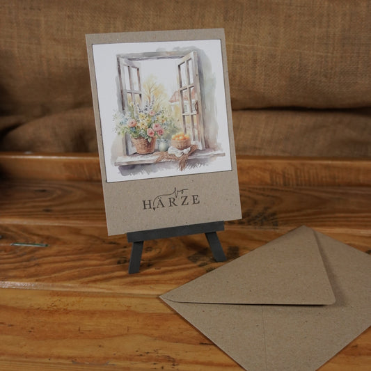 Herzensgruss | Postkarte | Landhausstil | Blumenkorb