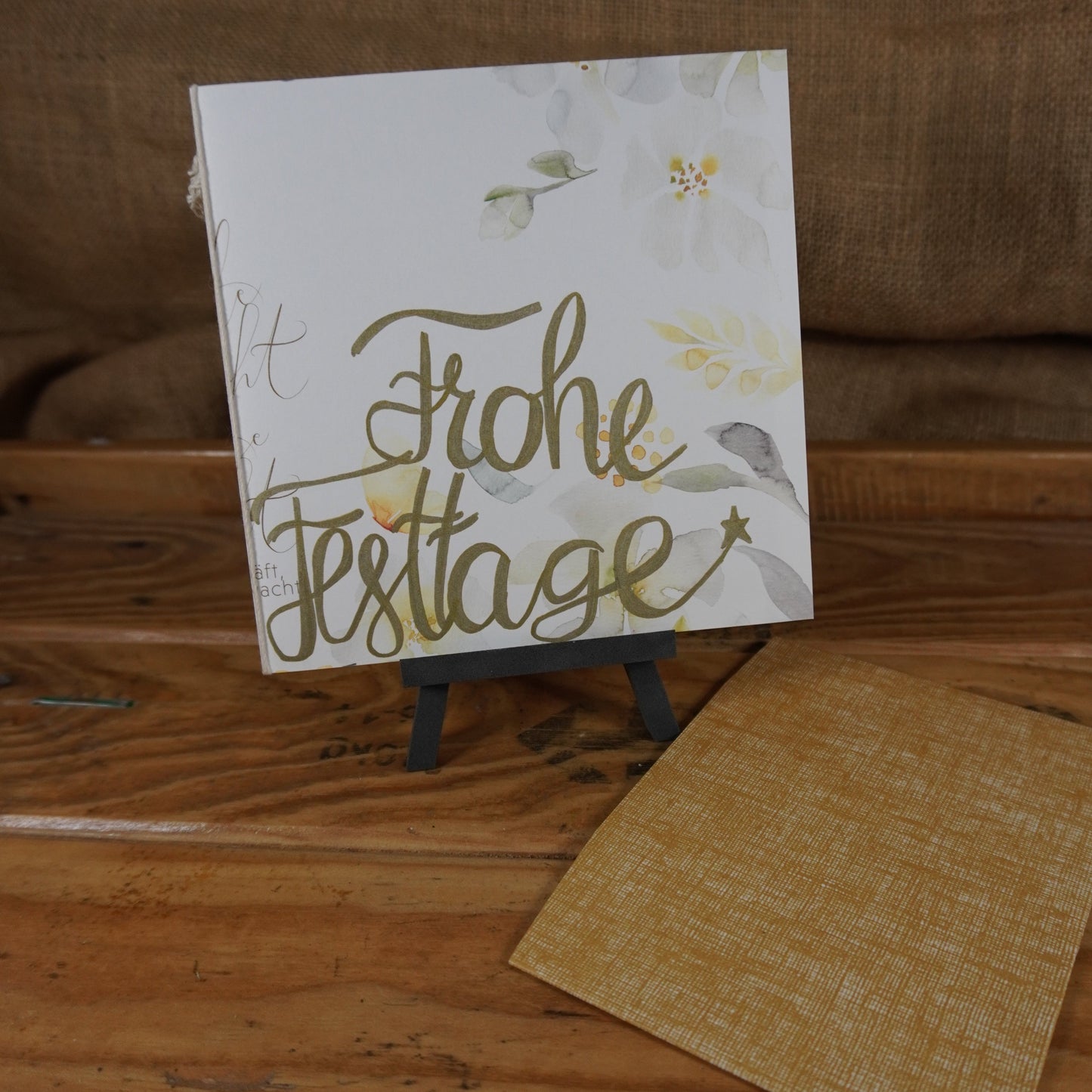 Frohe Festtage | Doppel Karte | gelb | Floral | Weihnachten