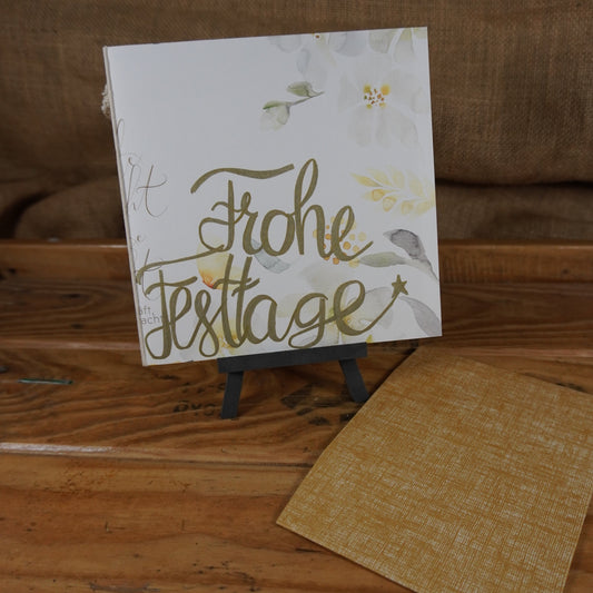 Frohe Festtage | Doppel Karte | gelb | Floral | Weihnachten