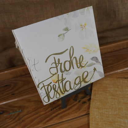 Frohe Festtage | Doppel Karte | gelb | Floral | Weihnachten