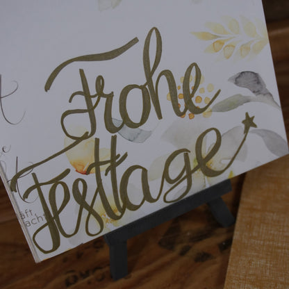 Frohe Festtage | Doppel Karte | gelb | Floral | Weihnachten