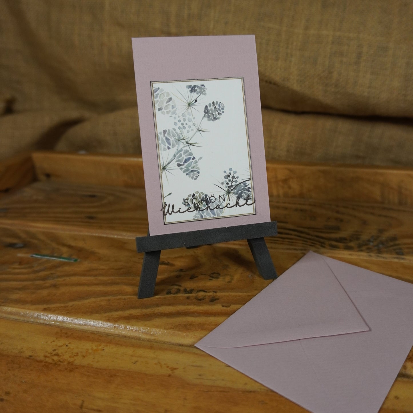 schöni Wiehnacht | Karte | Floral | Weihnachten | blau | Zapfen