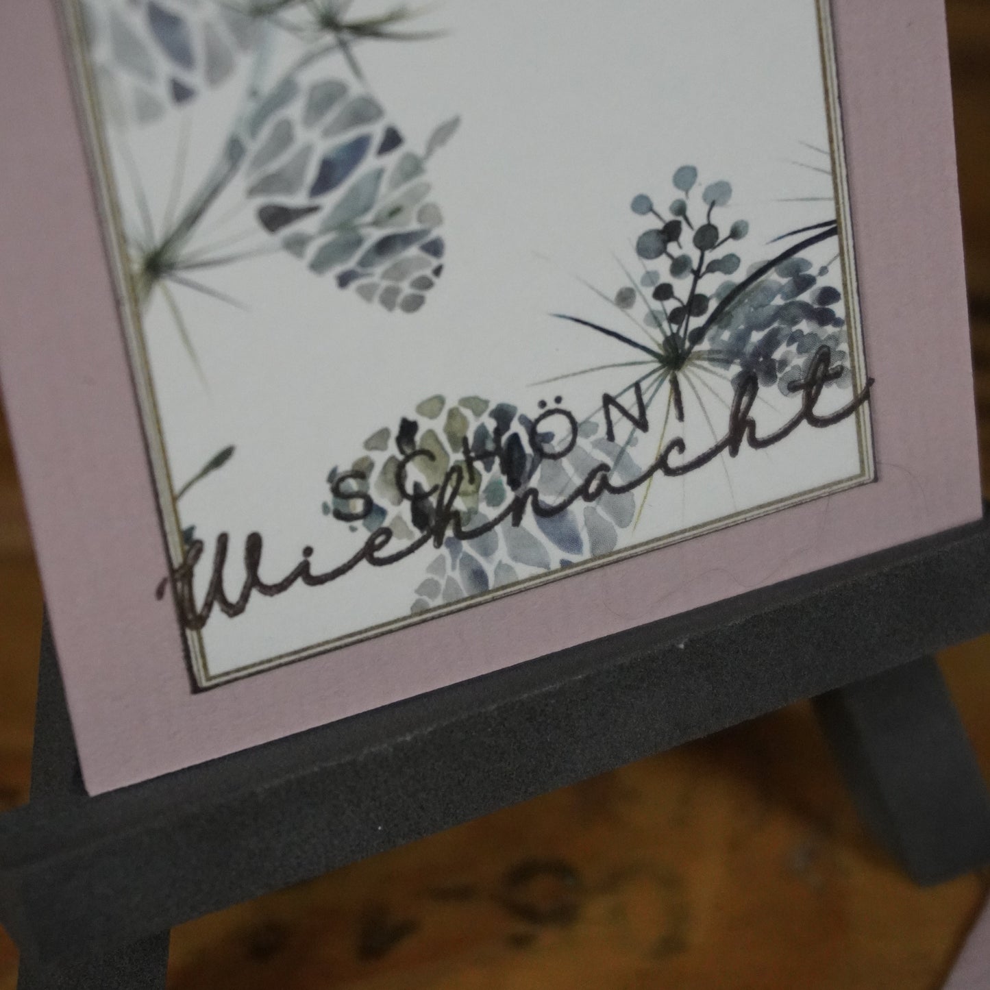 schöni Wiehnacht | Karte | Floral | Weihnachten | blau | Zapfen