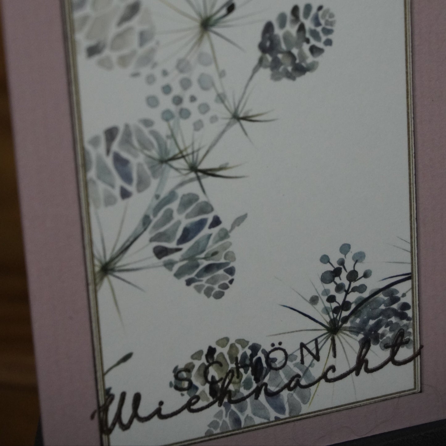 schöni Wiehnacht | Karte | Floral | Weihnachten | blau | Zapfen