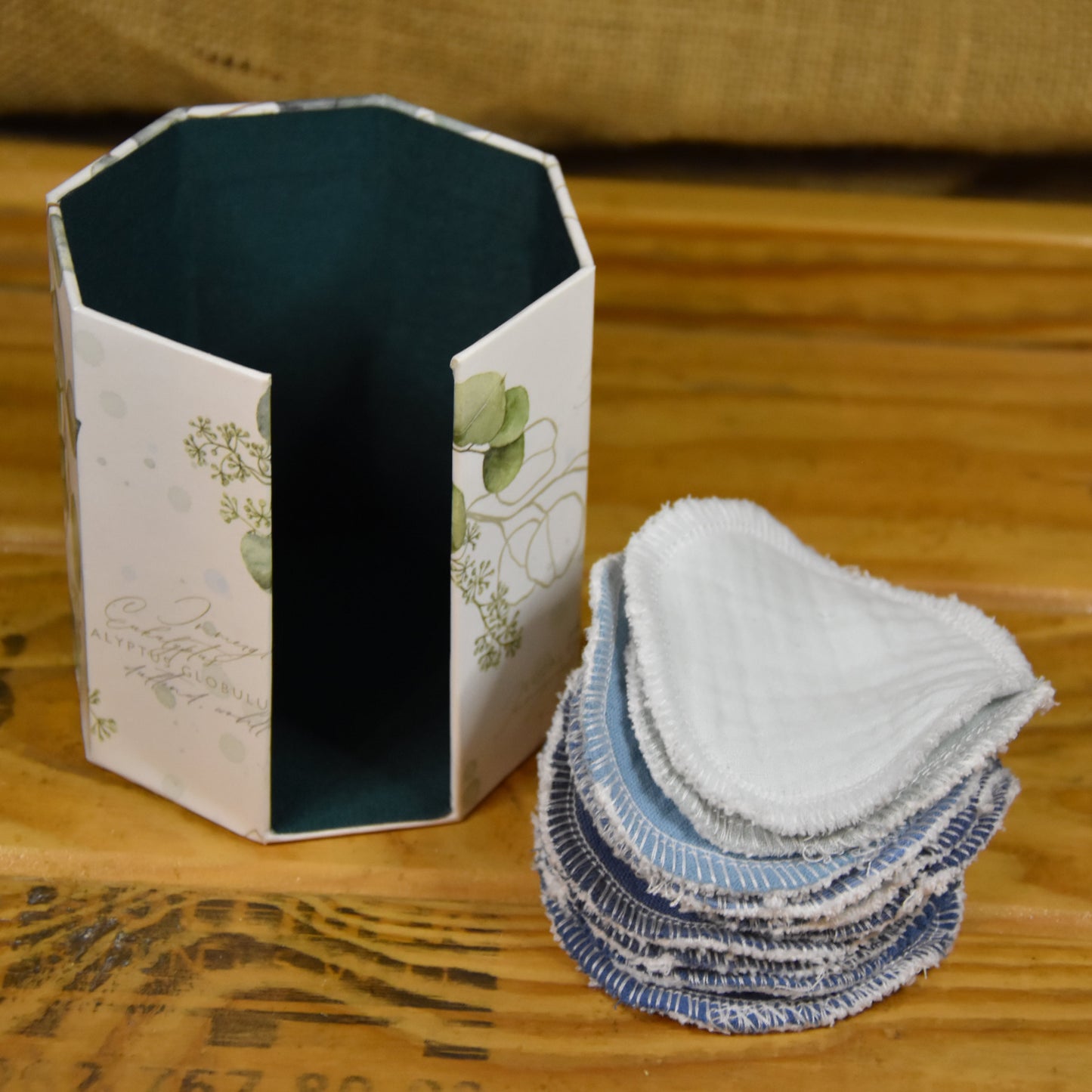 Abschminkpads-Aufbewahrungsbox | Schachtel | mit Abschminkpads | Eucalyptus