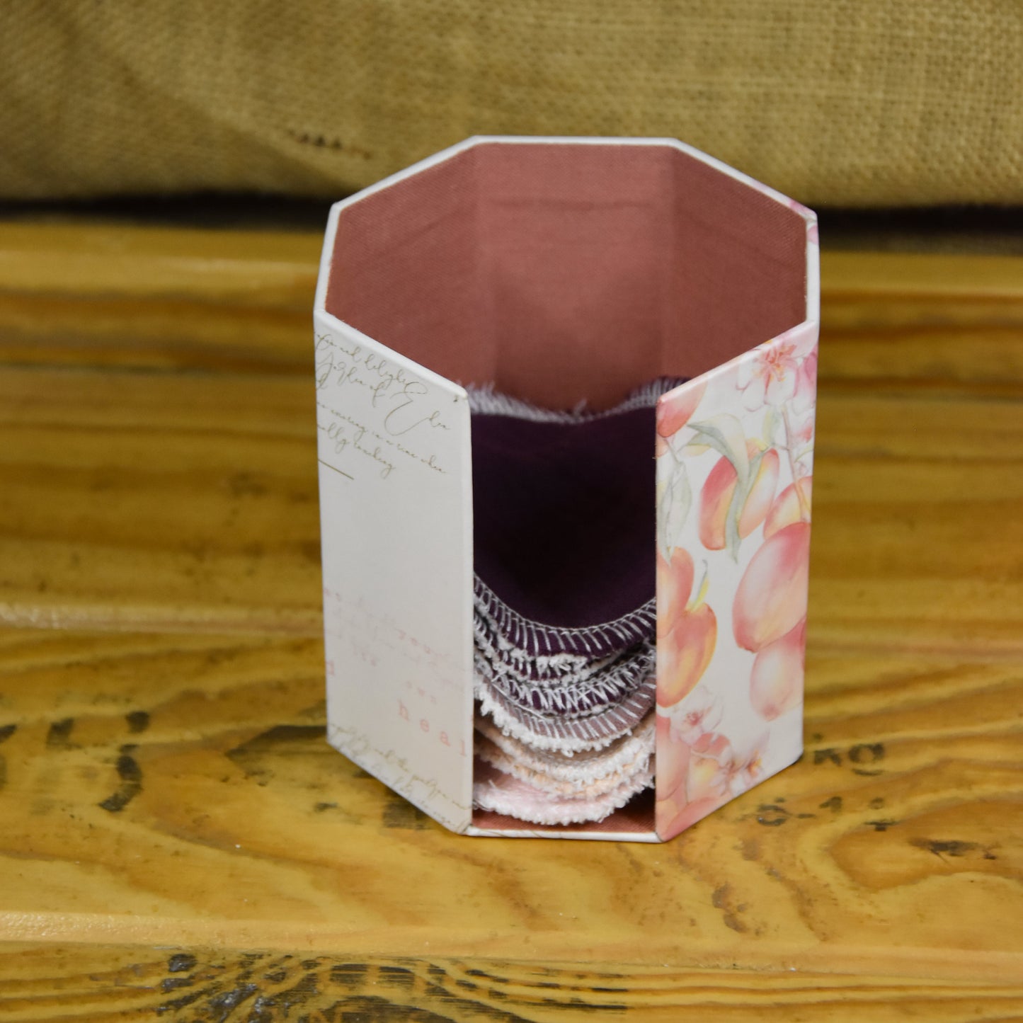 Abschminkpads-Aufbewahrungsbox | Schachtel | mit Abschminkpads | Pfirsich