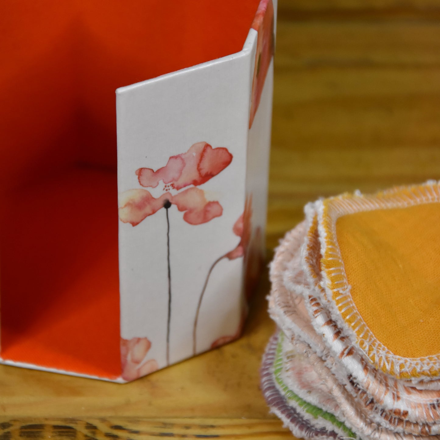 Abschminkpads-Aufbewahrungsbox | Schachtel | mit Abschminkpads | Mohnblume