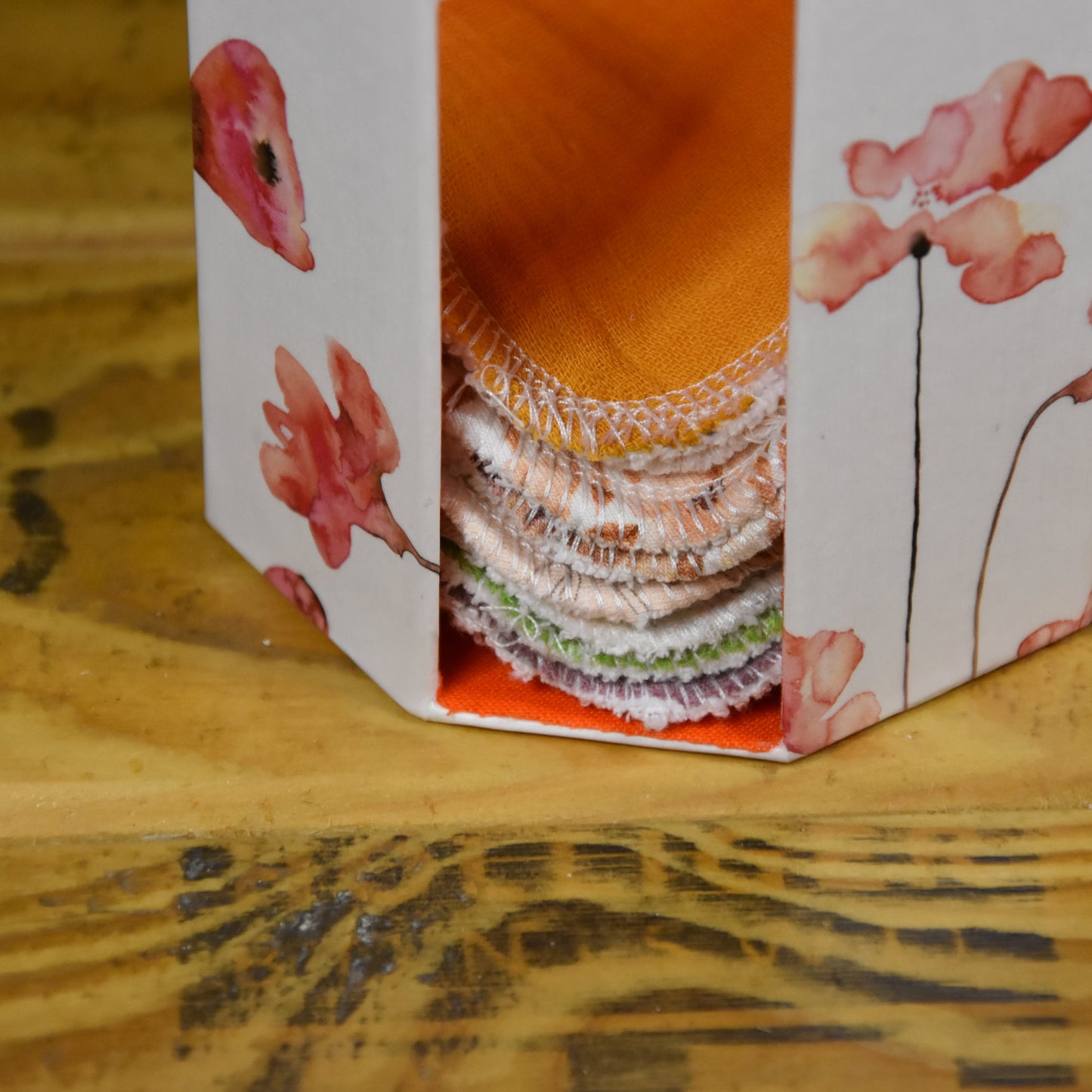 Abschminkpads-Aufbewahrungsbox | Schachtel | mit Abschminkpads | Mohnblume