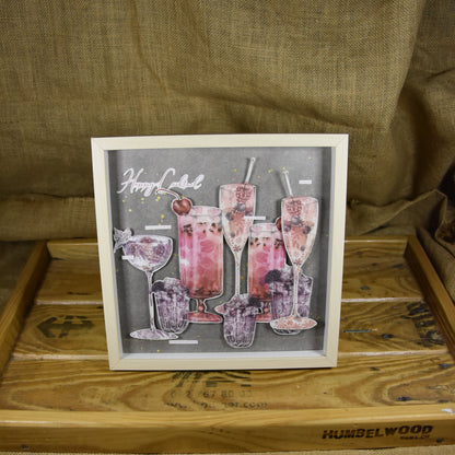 Bilderrahmen | happy cocktail | rosa | Gläser