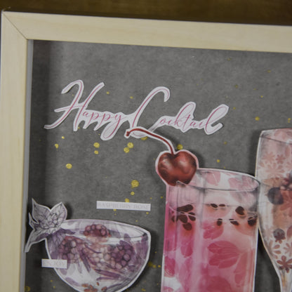 Bilderrahmen | happy cocktail | rosa | Gläser