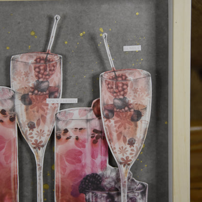 Bilderrahmen | happy cocktail | rosa | Gläser