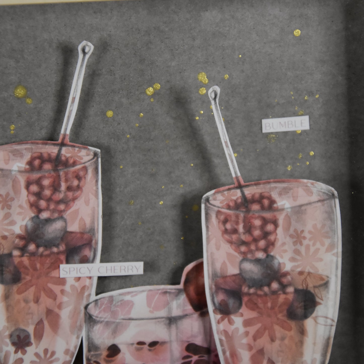 Bilderrahmen | happy cocktail | rosa | Gläser