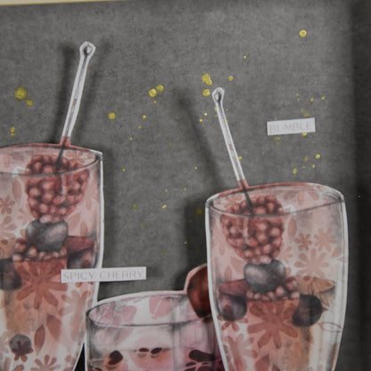 Bilderrahmen | happy cocktail | rosa | Gläser