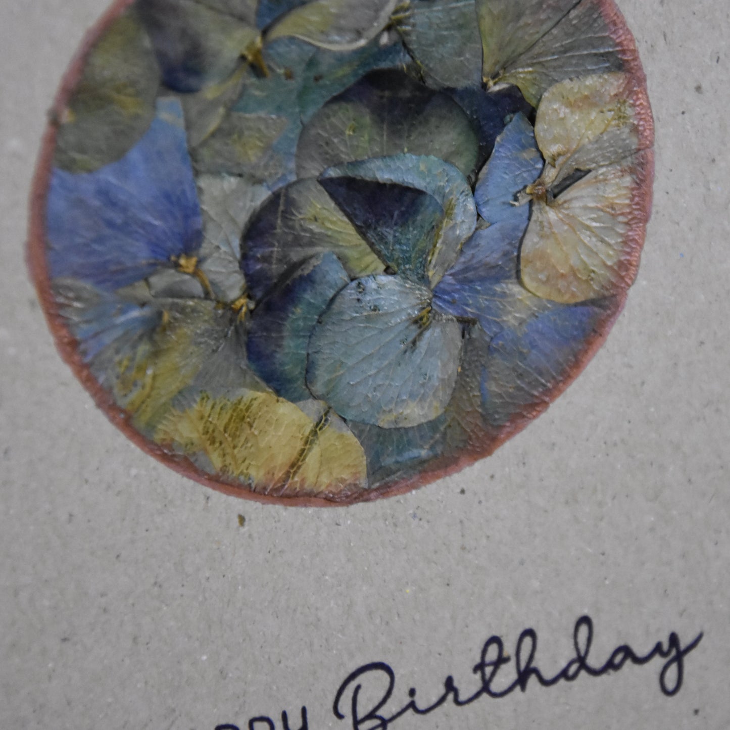 Happy Birthday | Postkarte | gepresste echte Blumen | Hortensie
