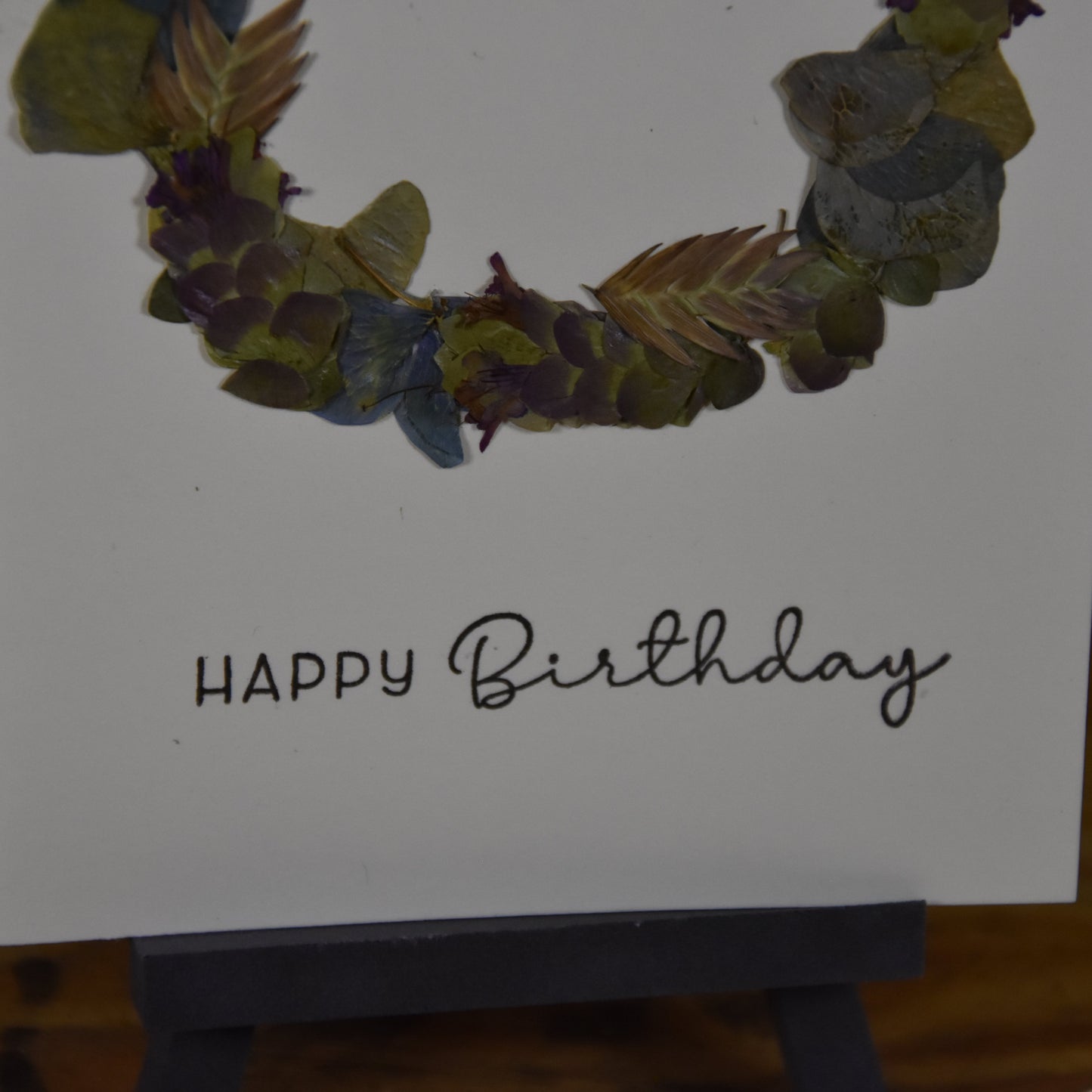 Happy Birthday | Postkarte | gepresste echte Blumen | Hortensie | Hopfenoregano