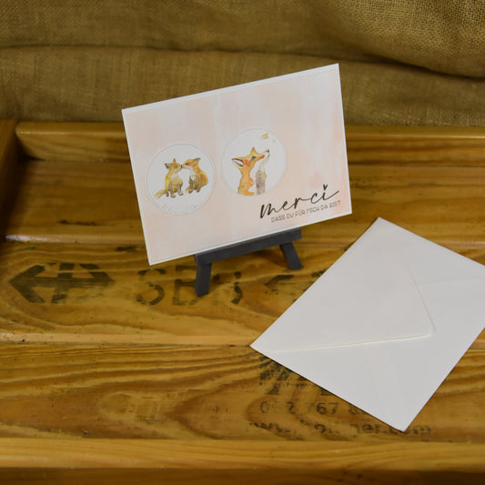 Merci | Postkarte | Füchse | Herzensgruss