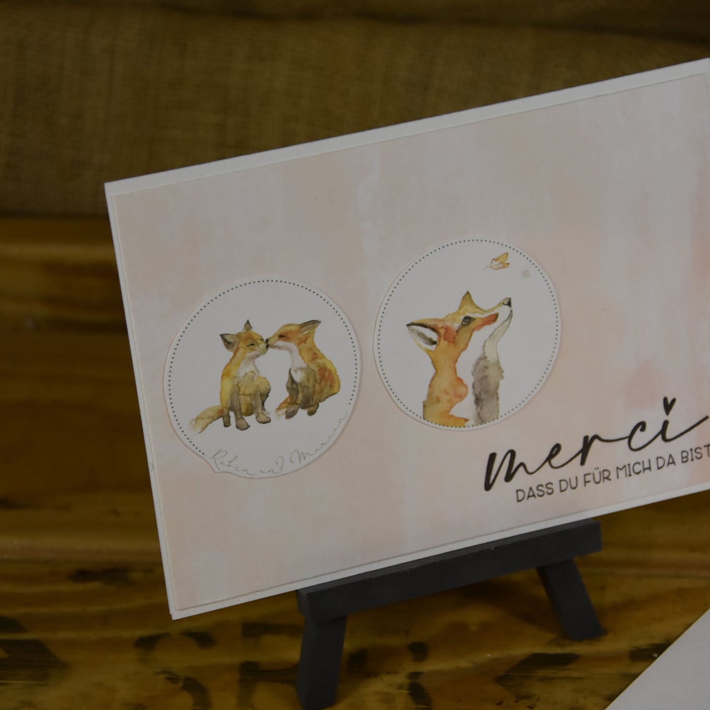 Merci | Postkarte | Füchse | Herzensgruss