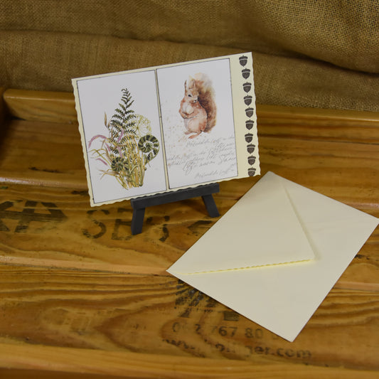 Herbstgruss | Postkarte | Eichhörnchen & Farn
