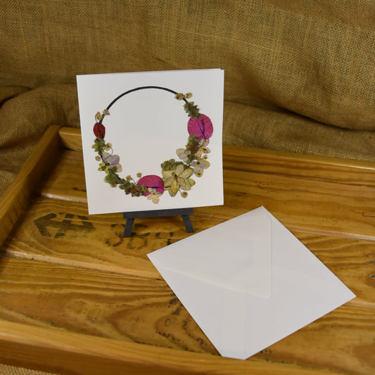 Blumenkranz | 15x 15 Karte | gepresste echte Blumen |